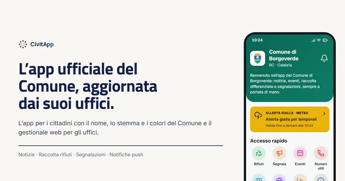 CivitApp: L’app ufficiale del Comune, aggiornata direttamente dai suoi uffici.