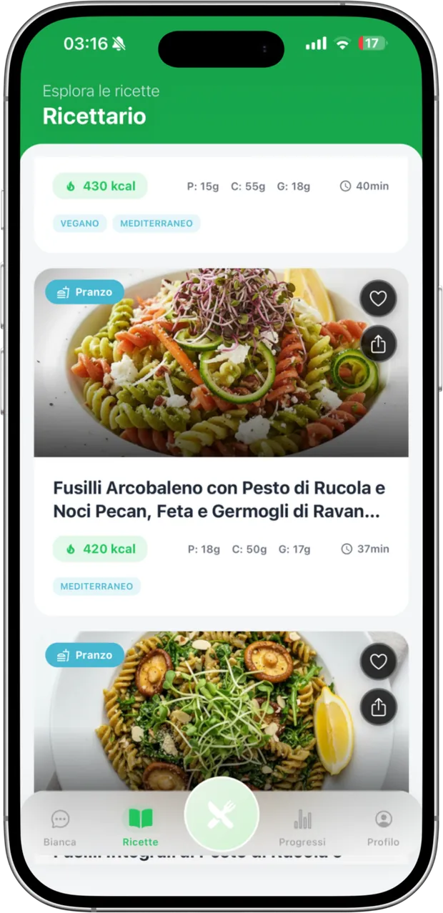 DietApp: il ricettario con i valori nutrizionali di ogni ricetta