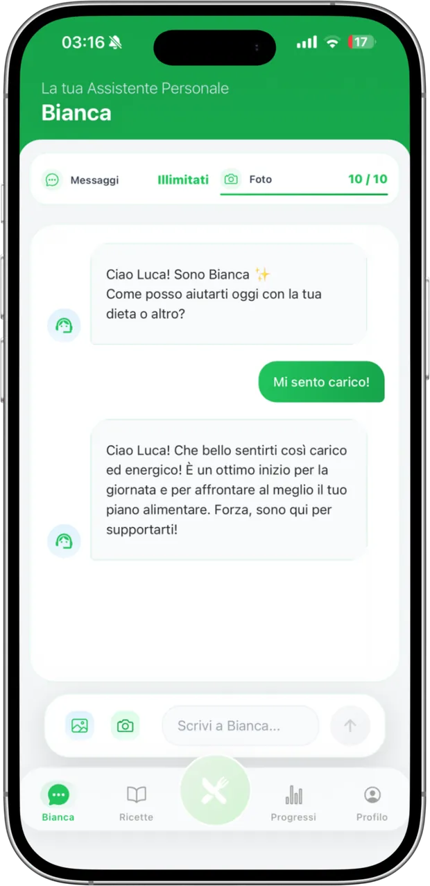 DietApp: la chat con l’assistente per sostituzioni e porzioni